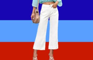 Taxas Anthro para 130 USD para Jeans White-Amazon de banda larga faz isso por US $ 32 Calças de banda larga branca.