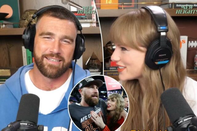 Taylor Swift se apresentou oficialmente como um convidado especial de Travis Kelce "New Heights"

