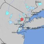 Mapa de intensidade de terremoto em Nova Jersey.
