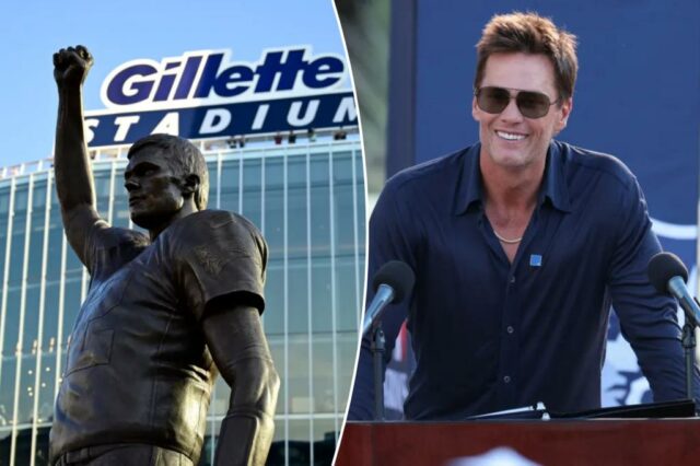 Tom Brady não hesita em trollar os fãs do Jets quando os Patriots apresentam sua estátua


