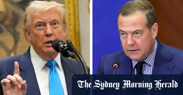Donald Trump e Dmitry Medvedev, que envolveram o artista on -line antes.
