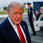 O presidente Donald Trump fala com repórteres antes de entrar no Conselho da Força Aérea no Aeroporto Internacional de Lehigh Valley, domingo, 3 de agosto de 2025 em Allentown, Pensilvânia.