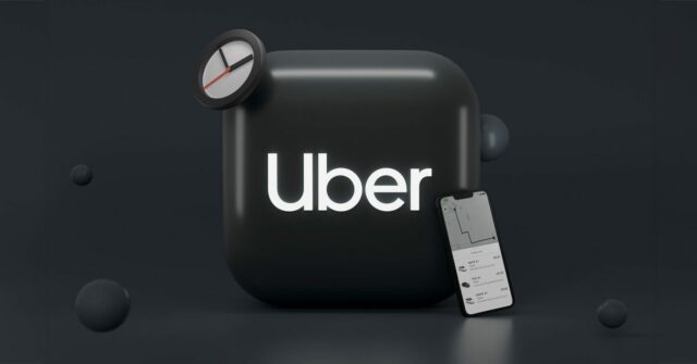 Ícone Uber 3D com relógio e iPhone