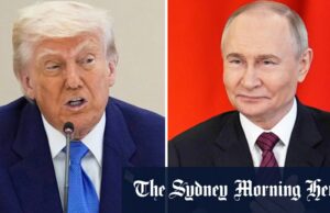 Uma paz intermediária dos EUA faz um sacrifício de petit da Ucrânia O presidente dos EUA, Donald Trump, e o colega russo Vladimir Putin estão programados para se encontrar.