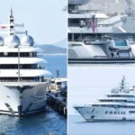 Usando em leilão de uma ocupação russa de superáquim no valor de US $ 325 milhões, equipada com um helicópade, academia privada e um spa de luxo