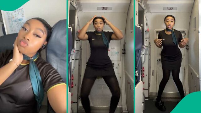 Video Air Hostess dançando dentro do avião, as pessoas arrastam o ar depois de assistir

