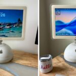 O vidro líquido em um iMac G4 pode ser a coisa mais fofa que você vê hoje | Duas fotos mostradas