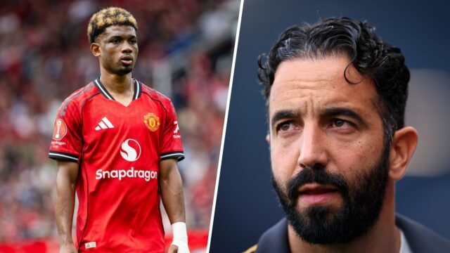 O gerente do Manchester United, Ruben Amorim, durante a partida da Premier League entre o Fulham e o Manchester United no Craven Cottage em 2025 em Londres, Inglaterra.
