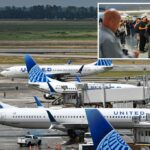 United Airlines Aviões no Aeroporto Intercontinental de George Bush.