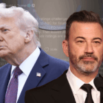 Esta foto fornecida pela ABC mostra o candidato presidencial republicano Donald Trump, à esquerda, com o apresentador Jimmy Kimmel, em