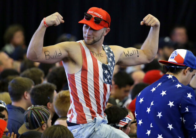 FILE - Nick Fuentes, far-right activist, holds a rally at the Lansing Capitol, in Lansing, Mich., Nov. 11, 2020. Former President Donald Trump had dinner Tuesday, Nov. 22, 2022, at his Mar-a-Lago club with the rapper formerly known as Kanye West, who is now known as Ye, as well as Nick Fuentes, who has used his online platform to spew antisemitic and white supremacist retórica.