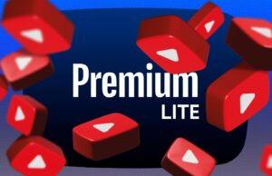 A estratégia de Lite de custos mais baratos do YouTube está infectando ainda mais áreas Um telefone exibindo o logotipo Lite Premium do YouTube na tela, cercado por sinais de alerta e ícones do YouTube.