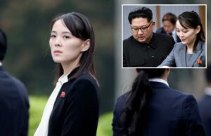 A irmã de Kim Jong Un alerta contra nós, Coréia do Sul e brocas conjuntas do Japão Kim Yo Jong em uma cerimônia de dar coroa.