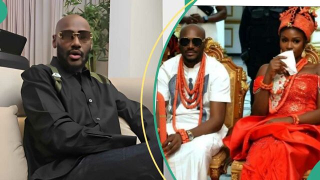 A nova esposa de 2baba, Natasha, exibe seu bebê pesado quando eles saem juntos, Peeps reage

