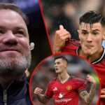O atacante do Manchester United, Benjamin Sesko, tenta levar a bola sob pressão do zagueiro do Manchester City Ruben Dias durante a partida da Premier League entre o Manchester City e o Manchester United no Etihad Stadium, em Manchester, em 2025.