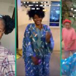 A senhora nigeriana usa as roupas do pai tarde para ver a mãe, o vídeo deixa muitos emocionais