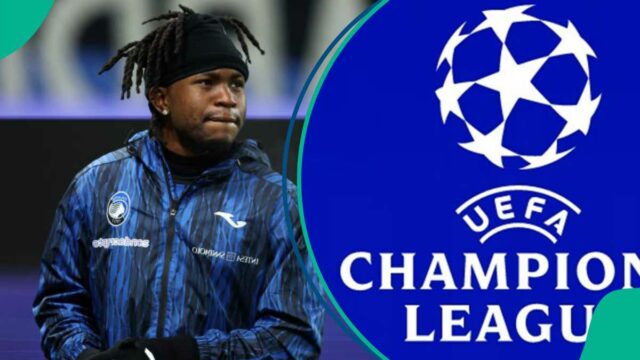 ATALANTA DOW ADEMOLA Lookman da equipe da Liga dos Campeões para enfrentar o Paris Saint-Germain

