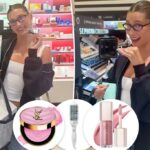 Hailey Bieber em uma loja Sephora