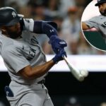 Amed Rosario atinge um dobro de duas corridas durante o jogo Yankees-Orioles em 18 de setembro de 2025.