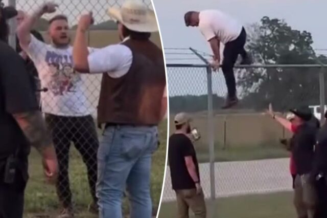 Assista Zach Bryan Scale Fence, lançar 'ameaças de morte' em luta selvagem com o cantor de companheiro de campo: 'Coma um snickers mano'

