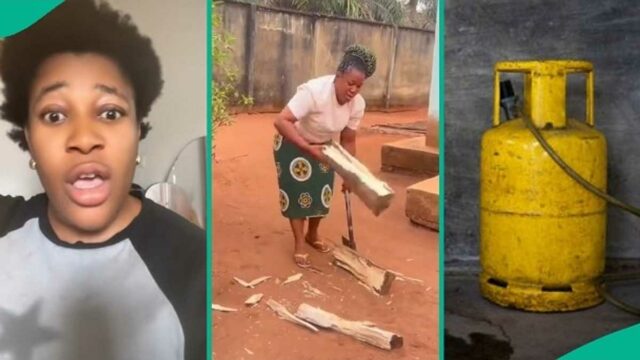 Assista a tendência de vídeo enquanto a mulher exibe comida que ela cozinhou com lenha, diz que o marido não gosta de gás

