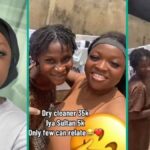 Assista ao vídeo como a senhora nigeriana mostra uma mulher que lavou suas roupas sujas para N5K
