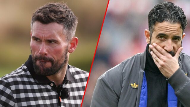 Ruben Amorim parece desanimado durante a partida da Premier League entre Brentford e Manchester United no Gtech Community Stadium em 2025 em Brentford, Inglaterra.