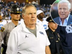 Bill Belichick revela por que ele proibiu os patriotas dos Escoteiros da UNC Bill Belichick sai do campo após a vitória da Carolina do Norte sobre Charlotte em 6 de setembro de 2025.