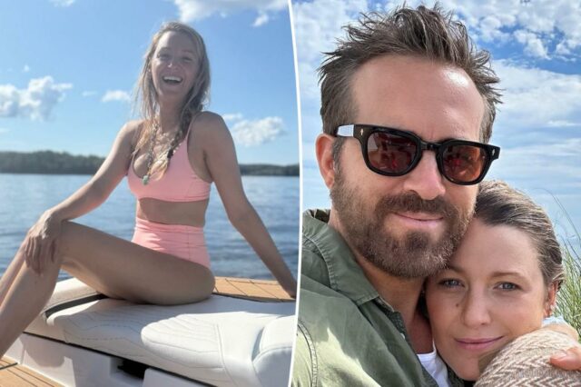 Blake Lively, vestido de biquíni, e o marido Ryan Reynolds fecham o verão com a viagem

