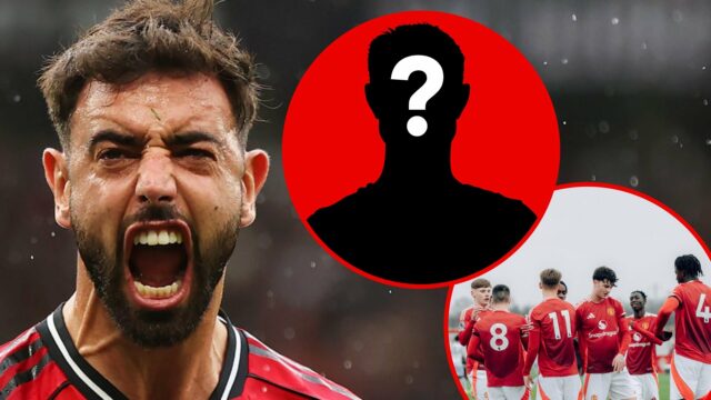 Bruno Fernandes comemora durante a partida da Premier League entre o Manchester United e Burnley em Old Trafford em 2025 em Manchester, Inglaterra.