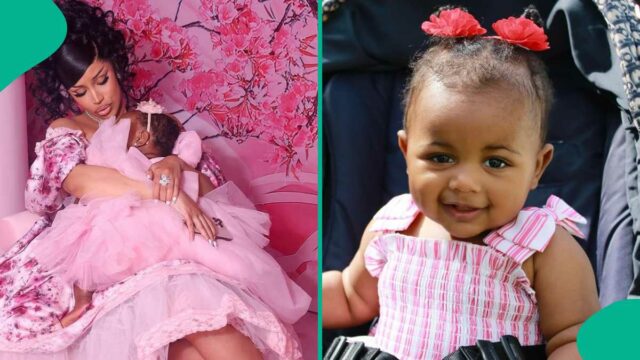 Cardi B celebra a terceira criança flores com uma mensagem sincera enquanto ela vira uma

