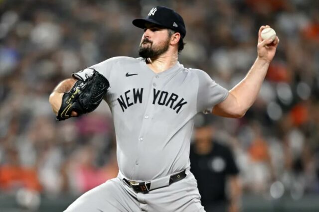 Carlos Rodón, que permitiu apenas uma corrida por sete entradas, conquistou sua 17ª vitória na vitória dos Yankees sobre os Orioles.