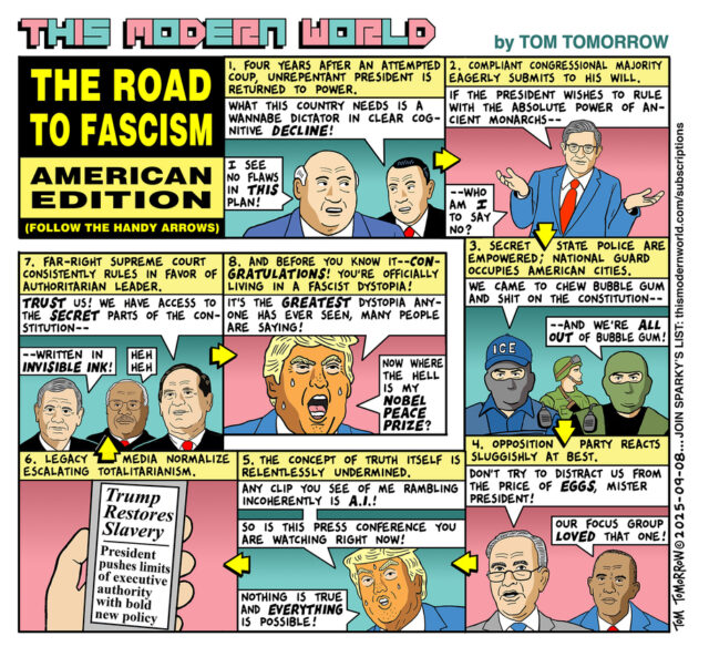 Cartoon: o caminho para o fascismo


