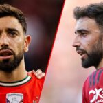 O meio -campista do Manchester United, Bruno Fernandes, canta seu hino nacional antes da partida de qualificação da Copa do Mundo de 2026 da FIFA entre Hungria e Portugal na Puskas Arena em 2025 em Budapeste, Hungria.