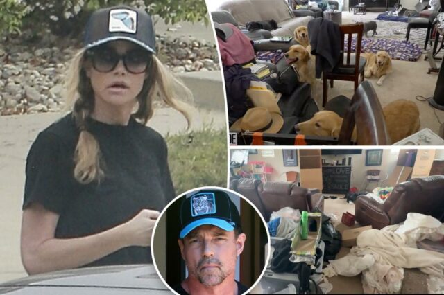 Denise Richards retorna à casa conjugal imunda para resgatar 15 cães do marido afastado Aaron Phypers

