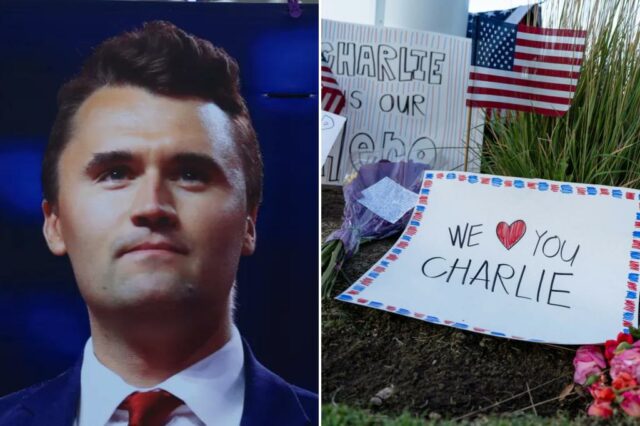     Os itens são exibidos no memorial improvisado para Charlie Kirk, fora da sede da Turning Point USA em 19 de setembro de 2025 em Phoenix, Arizona. Kirk, CEO e co-fundador da Turning Point USA, foi baleado e morto em 10 de setembro enquanto falava em um evento para o seu 