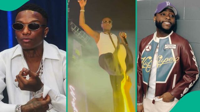 Drama como Wizkid chuta o telefone do fã durante a apresentação: "Ele mostra a foto am Davido"

