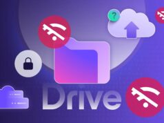 Drive de prótons como backup off-line: ele realmente funciona? Ilustração de um smartphone com um ícone de backup em nuvem acima dele, cercado por marcas de exclamação vermelha e ícones do Android, indicando problemas de backup.