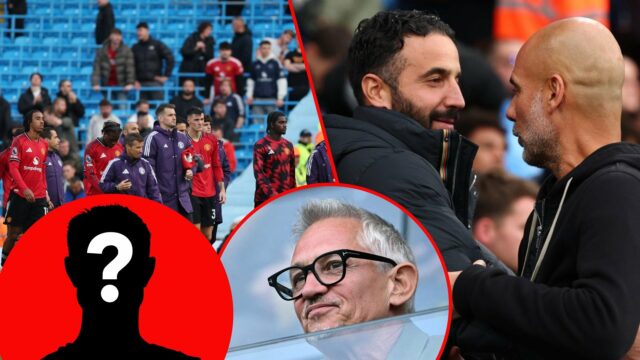 Os jogadores do Manchester United parecem desanimados após a derrota da equipe durante a partida da Premier League entre o Manchester City e o Manchester United no Etihad Stadium em 2025 em Manchester, Inglaterra.