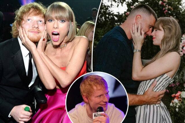 Ed Sheeran admite que descobriu o noivado de Pal Taylor Swift com Travis Kelce no Instagram 'como todo mundo'


