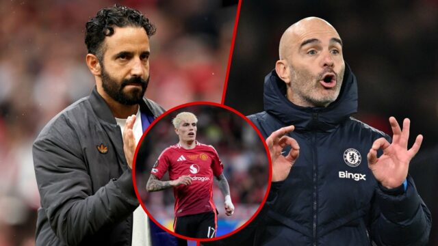 O ex -extremo do Manchester United, Alejandro Garnacho, parece desanimado durante a partida da Liga dos Campeões entre Bayern de Munique e Chelsea na futebol Arena Munique em 2025 em Munique, Alemanha.