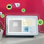 Um tablet Max Hub do Google Nest, ancorado.