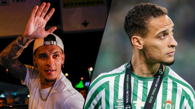 O ex -ala do Manchester United e Ajax Antony chega ao aeroporto de Sevilha e é recebido por fãs de verdadeiro Betis em Sevilha, Espanha, em 2025.