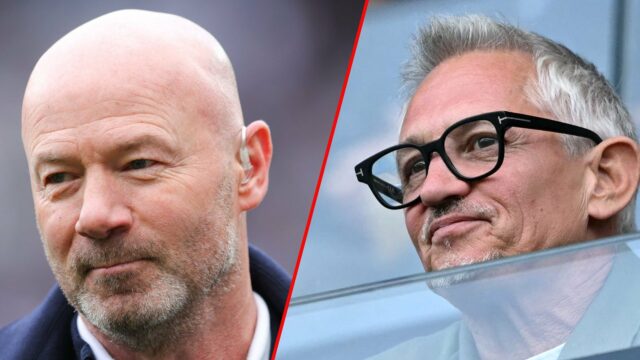 A Alan Shearer, lenda da Premier League, durante a partida da Premier League entre o Newcastle United e o Manchester United no St James 'Park em 2025 em Newcastle, em Tyne, Inglaterra.