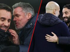Gary Neville e Jamie Carragher, ambos profundamente separados sobre a enorme cidade masculina versus previsão masculina, ‘eu preciso levá -lo …’ Os especialistas em Sky Sports, Gary Neville e Jamie Carragher, durante a partida da Premier League entre Nottingham Forest e Tottenham Hotspur no City Ground em 2023 em Nottingham, Inglaterra.