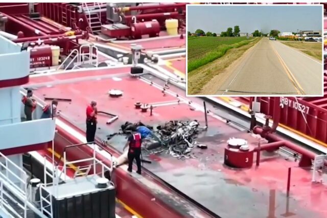 Estrada perto de onde ocorreu um acidente de helicóptero.