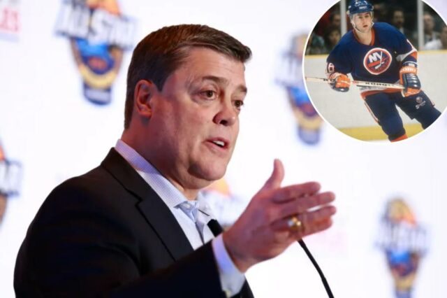 O ex -jogador da NHL Pat Lafontaine fala no palco durante a Declaração de Princípios Cúpula no Westin Hotel em 26 de janeiro de 2018 em Tampa, Flórida.  