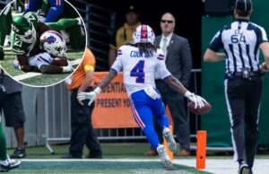 Jets não tiveram resposta para James Cook em exibição defensiva miserável James Cook obtém um touchdown durante o jogo Bills-Jets em 14 de setembro de 2025.
