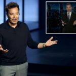 Jimmy Fallon brinca com a preocupação do papai 'The Tonight Show' foi cancelada na sequência de Kimmel expulsar