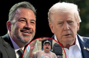 Jimmy Kimmel Buffoons Donald Trump de Acidente de escada rolante Jimmy Kimmel Donald Trump Main Getty Instagram composto